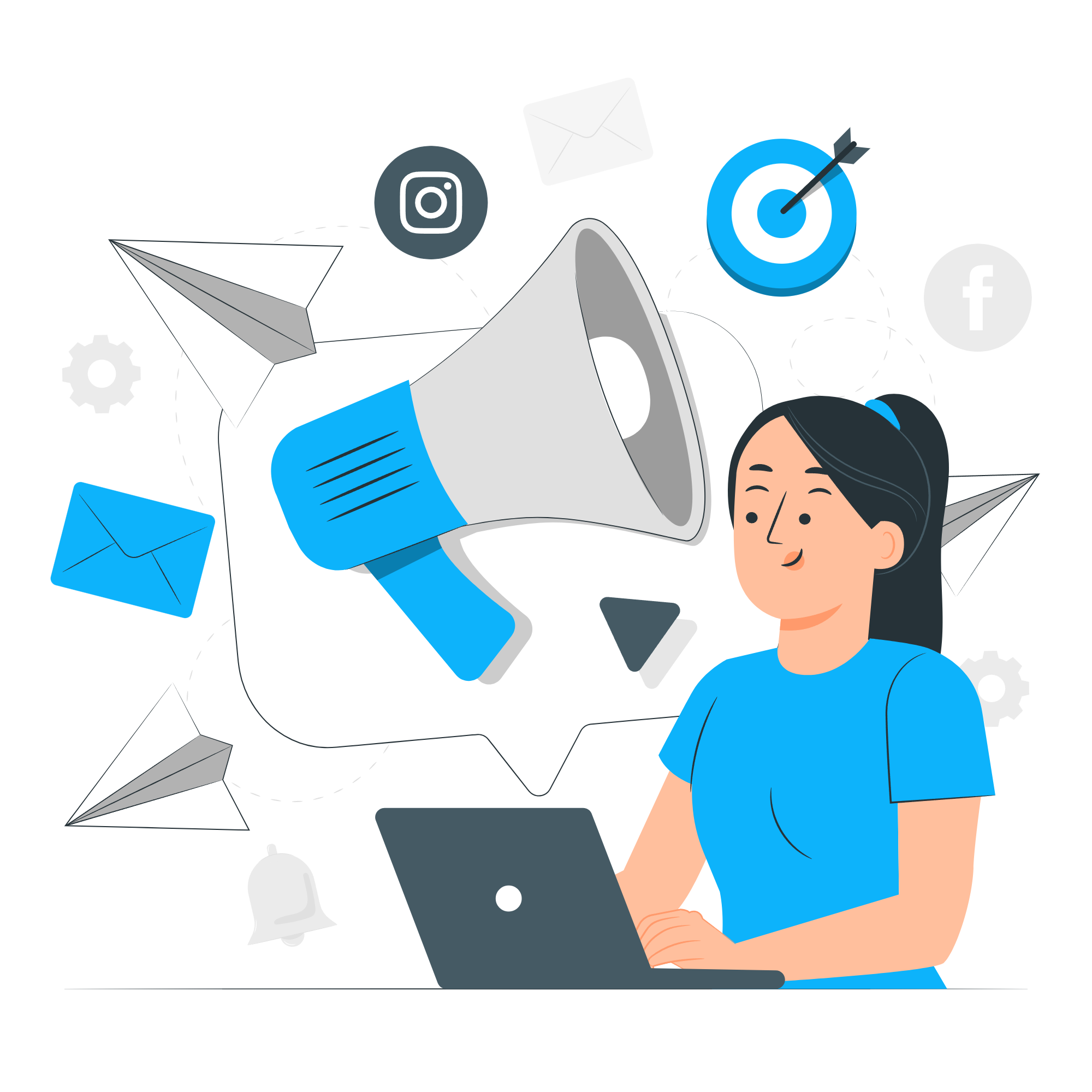 Illustration of woman using a laptop